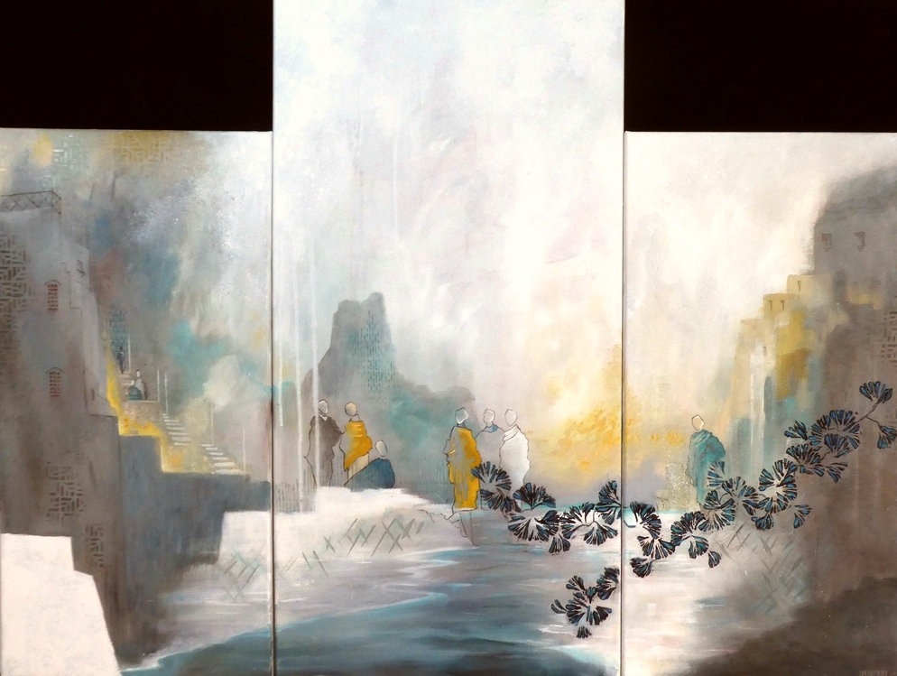Confluence 4 triptyque (130 x 100 cm) Confluence 4 triptyque 130 x 100 cm